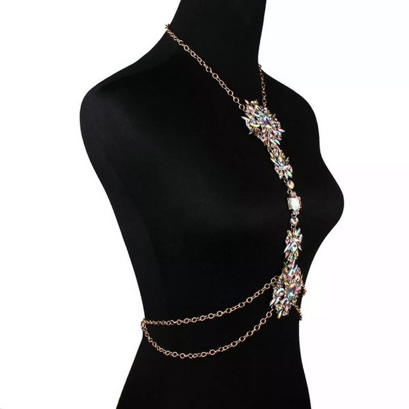 Boho festival large blingy body gem harness chain - Picture 6 of 10